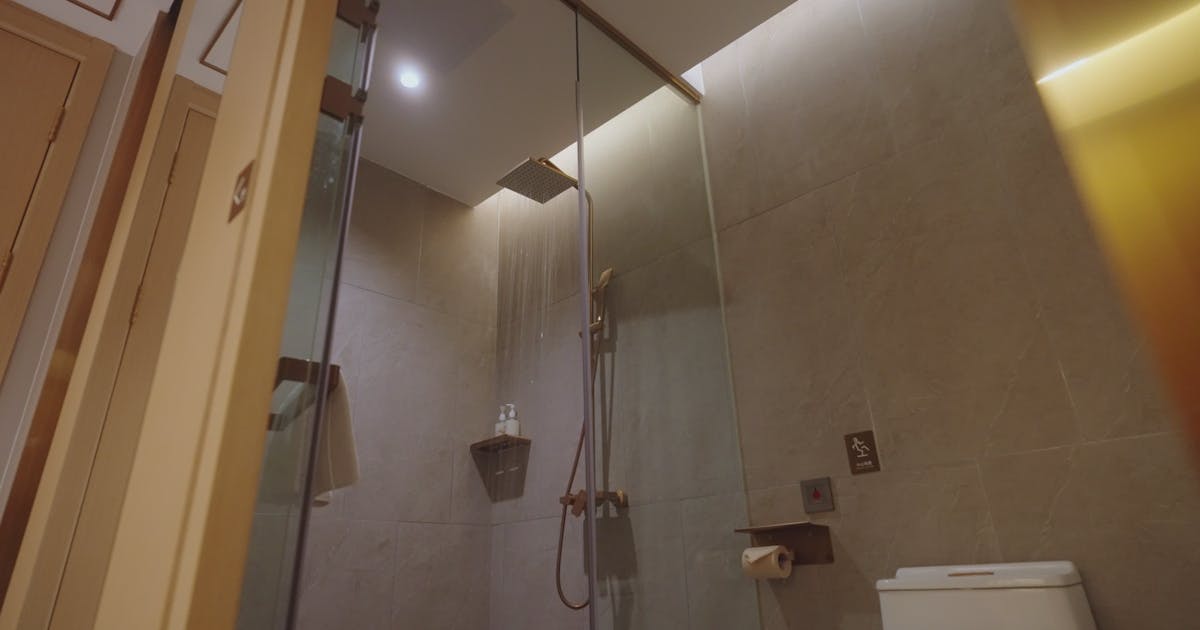 Modern bathroom shower glass footage for services section
